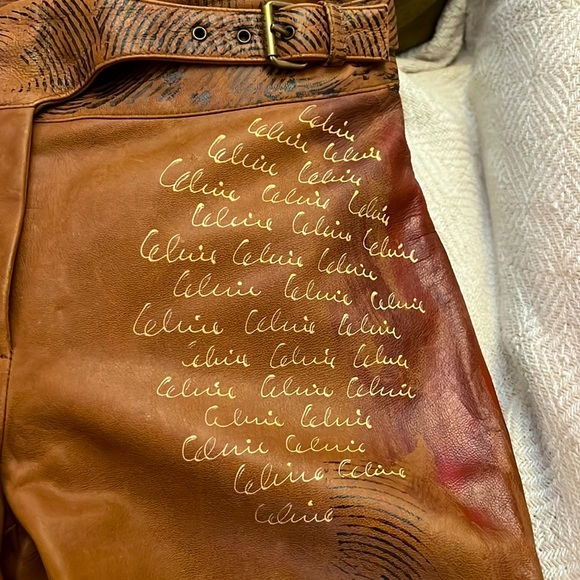 -๐๐๐๐- ๐ฅ๐๐ฑ๐๐๐ฅCELINE RUNWAY VINTAGE SUPER RARE!! HANDPAINTED GOATSKIN PANTS - Picture 7 of 17